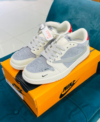 AJ-1 Low Stussy Grey White Red