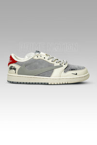Jordan 1 low Stussy Grey White Red