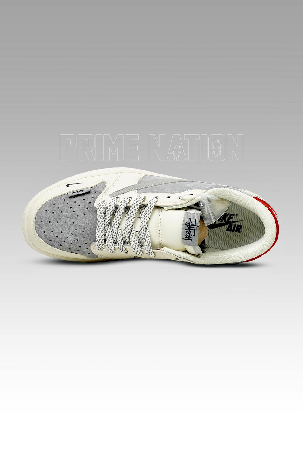 Jordan 1 low Stussy Grey White Red