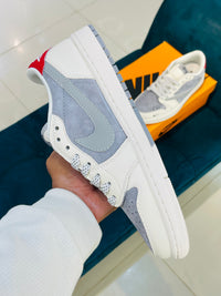 AJ-1 Low Stussy Grey White Red