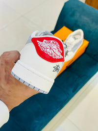 AJ-1 Low Stussy Grey White Red