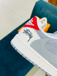 AJ-1 Low Stussy Grey White Red